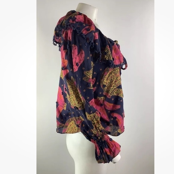 Farm Rio Sz S Patchwork Bananas Peasant Top Multicolor 100% Cotton Pullover - Picture 4 of 8